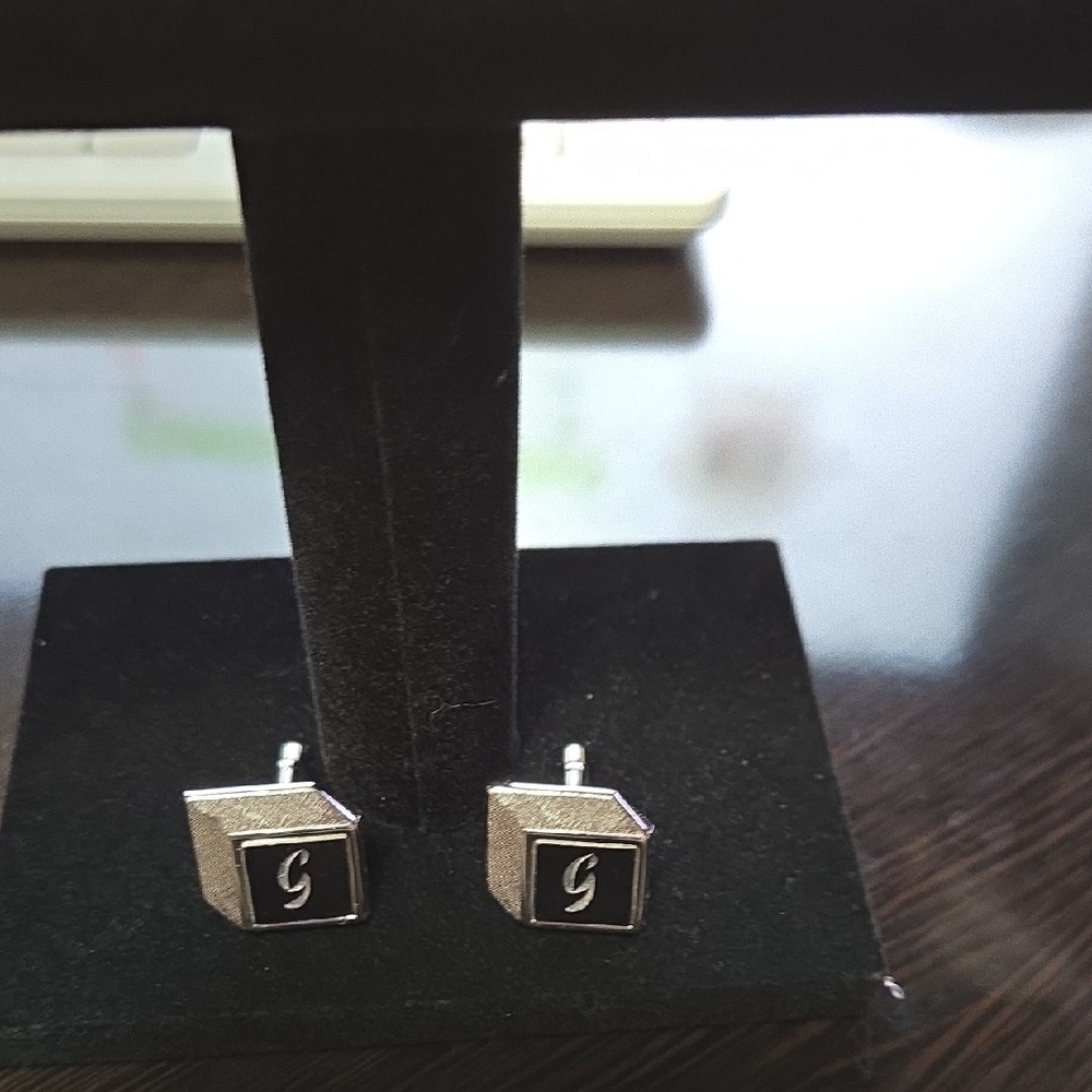 Vintage Silver and Black Cufflinks